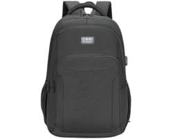 COOLJORNEY Rugtas 21L – Laptop Rugzak met USB – Schooltas – Unisex – Zwart