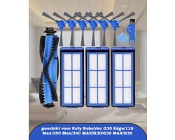 Accessoireset Vervangende onderdelen geschikt voor Eufy RoboVac G30 Edge/11S Max/15C Max/30C MAX/G30/G30 MAX/G30 Hybrid Robotstofzuiger, 1 x hoofdborstel, 3 x HEPA-filters, 6 x zijborstels (10 stuks)