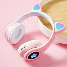 KINSI Bluetooth Gaming Headset - Stylish Kat Oor Design met LED - Verlichting! Perfect voor Meisjes, Compatibel met Alle Apparaten (Tablet / Computer / Telefoon) — thumbnail 9