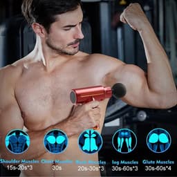 Trendique - Massage-gun - Massageapparaat - Draagbaar - Mini - 4 verschillende massagekoppen - 10 snelheden - Oplaadbaar - Voor het hele lichaam - 17,3 x 13,9 cm — thumbnail 4