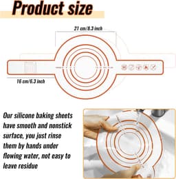 52,5×21,5 cm - 2 stuks - Multifunctionele siliconen bakmat - Sling-bakmat met lange handgreep - Broodbakmat - Broodsiliconen - Siliconen bakmat - Geschikt voor airfryer, oven en magnetron - Oranje — thumbnail 2