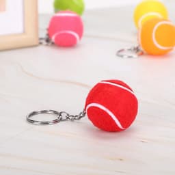 Tennis Key Multi Kleur Fluwelen Sport Bal Sleutelhanger - Hanger Decoratie - Gift Tassen - School Carnaval Beloning - 1.6 inch . — thumbnail 3