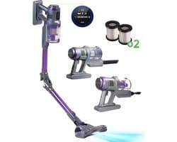 Heevey 4-in-1 Steelstofzuiger Draadloos - Steelstofzuiger snoerloos - Stofzuiger zonder zak - HEPA Filter - Handstofzuiger - Kruimeldief - 150 airwatts - Met 4 verschillende opzetstukken