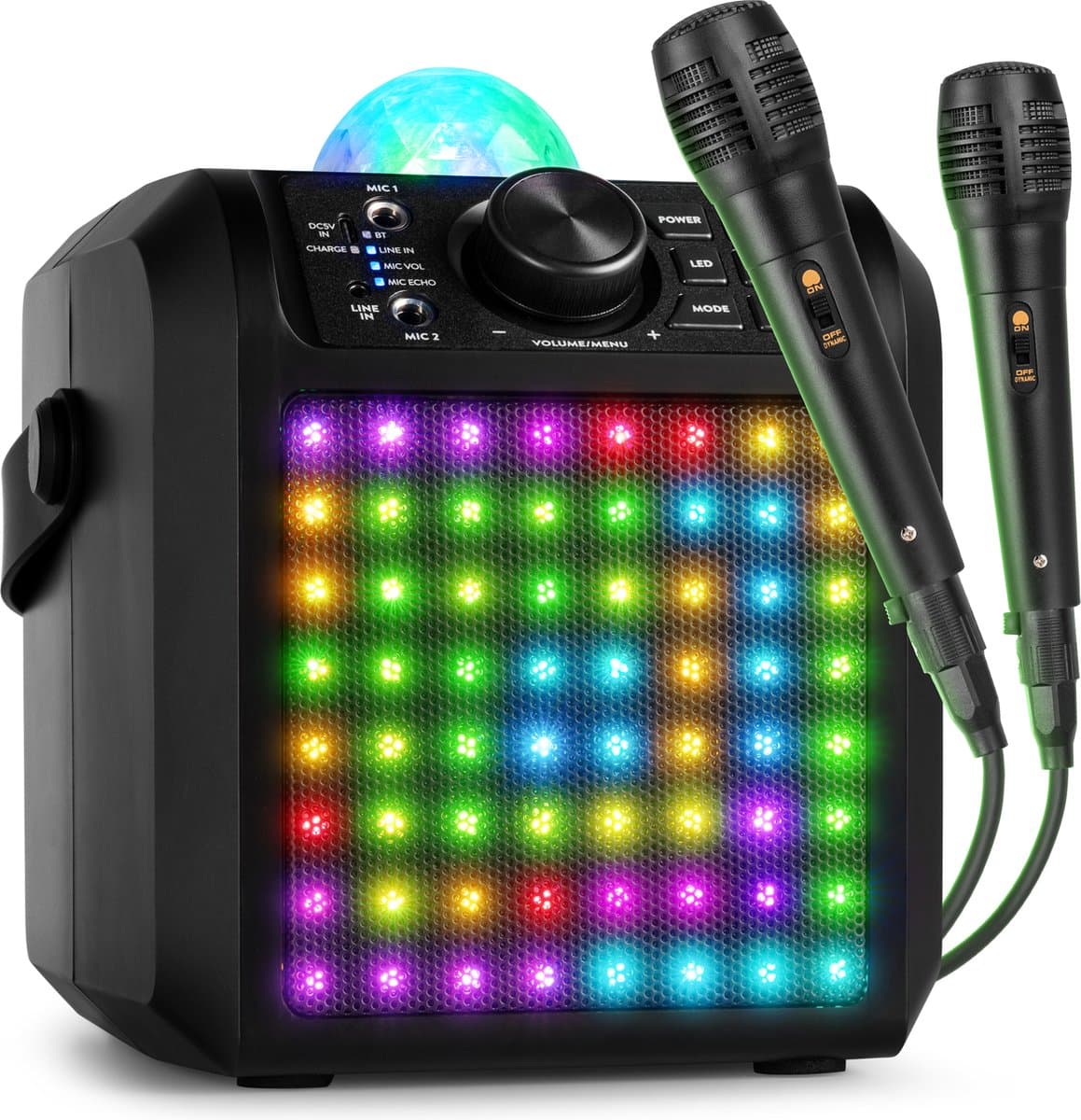 Karaoke set met 2 microfoons - Fenton KAR55B - Met discobol en Bluetooth - Voor kinderen - Zwart — afbeelding 1