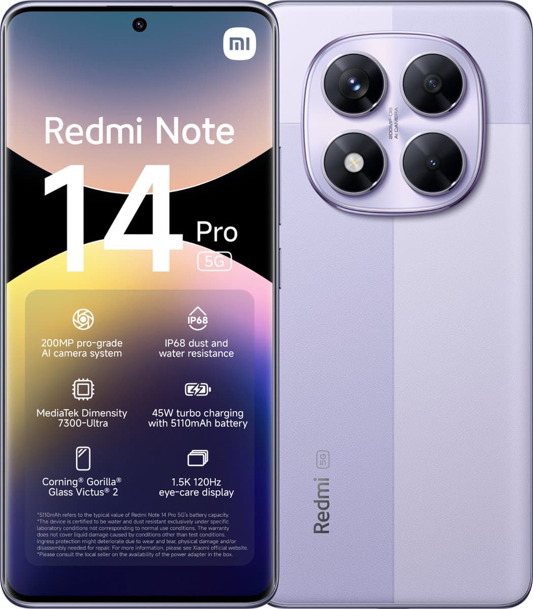 Xiaomi Redmi Note 14 Pro - 5G - 8GB/256GB - Lavender Paars — afbeelding 1