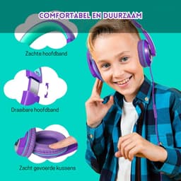 StayPowered Kinderkoptelefoon - Perfect Geluid & Ultiem Comfort - Verstelbaar - HD Microfoon - Kraakhelder Stereo - Zachte Oorkussens - Duurzame Kabel - 3.5mm Jack - Paars/Groen - Levering Sneller dan Aangegeven! — thumbnail 2