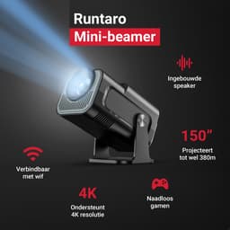Mini Beamer - Mini Projector - 1920x1080P Full HD - 4K Ondersteuning - 430 Ansi - 12000 Lumen - Streamen Vanaf Je Telefoon / Tablet / PC / Laptop met WiFi & Bluetooth - Met Apps,YouTube / Netflix/ Prime — thumbnail 4