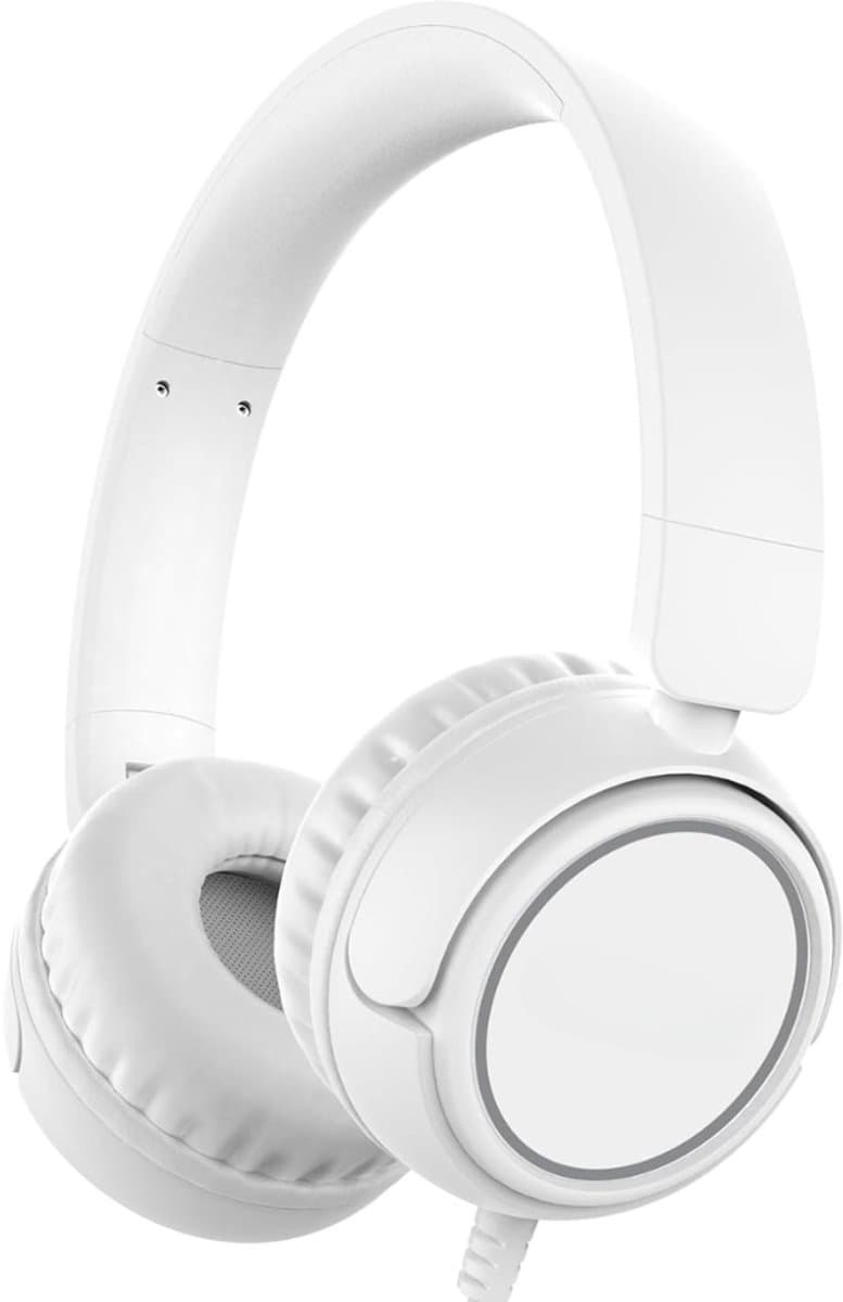 StayPowered Koptelefoon - Veilig & Comfortabel voor Kinderen - 85dB Geluidslimiet - Zacht Memory-Schuim - Ergonomisch Ontwerp - Opvouwbaar & Duurzaam - Verstrengelvrij Kabel - Universele Compatibiliteit - Wit - Levering Sneller dan Aangegeven! — afbeelding 1
