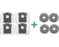 4 x mop - dweildoek + 4 x stofzuigerzak zak voor Dreame X50 - X40 - X30 - Hoogwaardige vervanging compatibel met Dreame L10s pro Ultra - L10s Pro Ultra Heat - X40 Ultra E12 - L40 Ultra - L10s Ultra Gen2 - Accessoires - reserveonderdelen