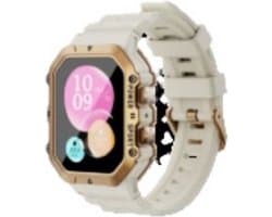 Knobbout 1.65" Dames Smartwatch – Sporthorloge - AMOLED-Scherm -Bluetooth belfunctie-AI voice assistant – Slaapcoaching -120+sportmodi - Wit+Goud