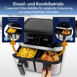 ProfiCook FR 1242 H - Dubbele Heteluchtfriteuse - Airfryer - 2x4,5 liter - 2400W — thumbnail 6