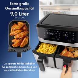 ProfiCook FR 1242 H - Dubbele Heteluchtfriteuse - Airfryer - 2x4,5 liter - 2400W — thumbnail 3