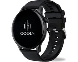 GØDLY® Amoled Smartwatch 46mm - voor Heren & Dames - Stappenteller - Kcal Teller - Slaapmeter & Hartslagmeter - Geschikt voor iOS & Android - Zwart