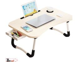 Borvat® | nachtkastje| laptop bureau | Laptoptafel Grote draagbare opklapbare bedtafel | Computer|,laptop bureaustandaard met bekerhouder| telefoon houder | Opberglade voor schrijfwerk | eet het voedsel