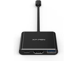 XPPen USB C-hub ACW01 3 poorten USB-C naar USB 3.0, USB-C naar HDMI 4K, USB-C naar PD, USB C-adapter voor grafische tabletverbinding met scherm / televisie / smartphone opladen