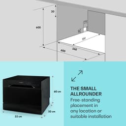 Klarstein Vaatwasser Mini voor 8 Couvert, Stille Kleine UV-vaatwasser met 6 Programma’s, Kleine Tafelvaatwasser voor Thuis, Kantoor en Camping, Mini Vaatwasser met Wateraansluiting - Vaatwasmachine Afwasmachine - 8 Maatgedekken 50 cm 1620W — thumbnail 8