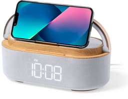 Digitale wekkerradio met draadloze oplader - bluetooth speaker met accu - Snoozefunctie - USB-C - Nachtlampje - dimbaar led display - cadeau voor mannen & vrouwen — thumbnail 5