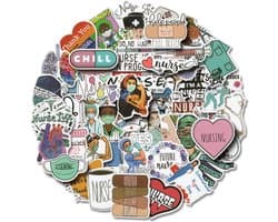 Verpleegsters en zusters stickers | 50 stuks | stickers voor op laptop, agenda, koffer, etc. Gezondheidszorg Stickers - Verpleegkundige Zorg
