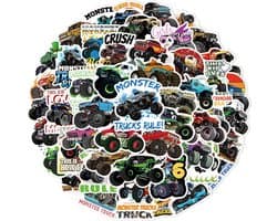 Monstertruck Stickers - Set van 50 stoere stickers voor laptop, auto, muur, broodtrommel etc. Leuk voor volwassenen en kinderen.