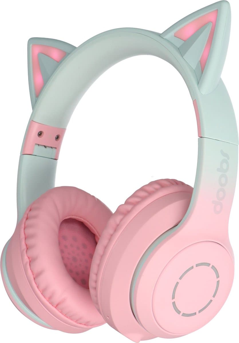 Doobs Cathy Kinder koptelefoon | Bluetooth 5.1 | Katoor | RGB LED | Draadloos | Comfort - roze — afbeelding 1