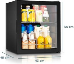 Heinrich's HKG3142 mini koelkast met glazen deur zwart 42 liter - glasdeur - doorzichtige deur - barkoelkast - vitrinekoelkast - bierkoelkast - kleine koelkast - minibar - modern - voor eten en drinken - drankenkoelkast - energielabel E - 43 decibel — thumbnail 3