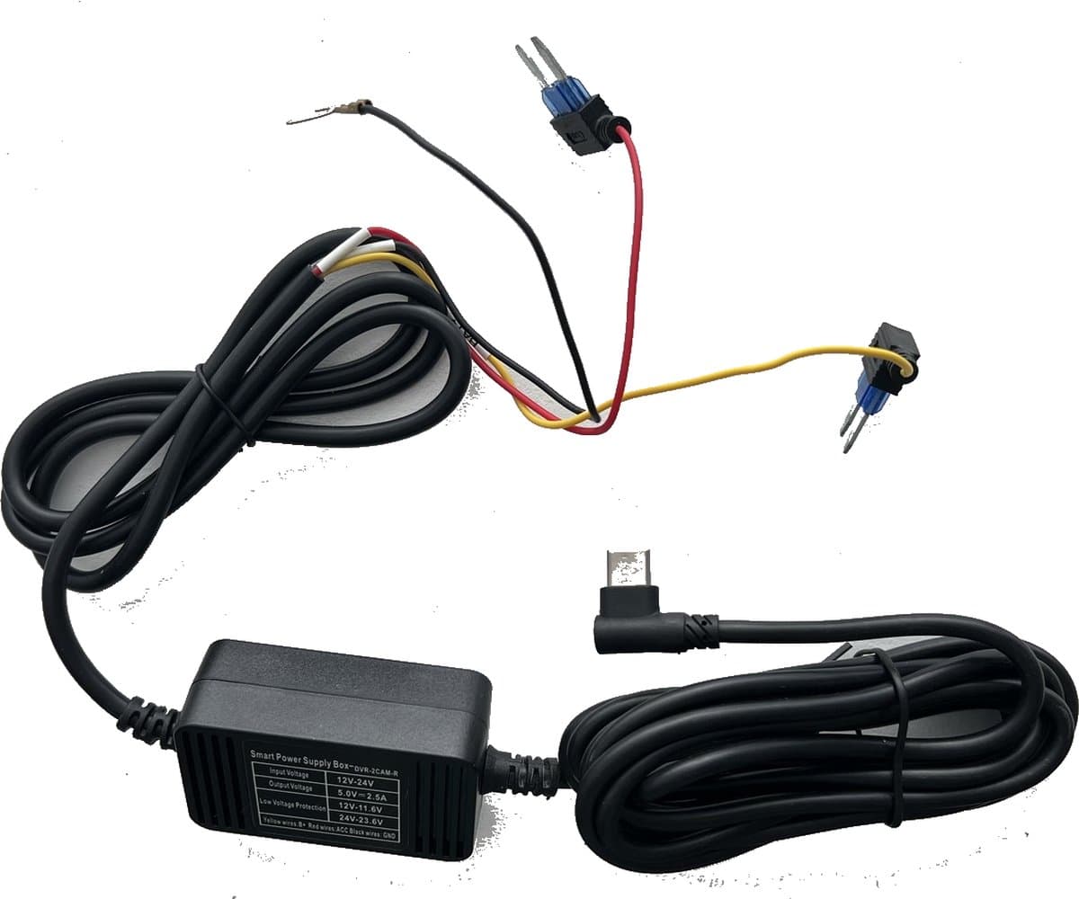 PiXXO Voedingskabel 12/24V naar 5V Mini USB voor Dashcam / Mini USB aansluiting / Lengte 3,4 mtr — afbeelding 1