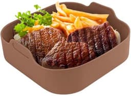 Premium Vierkante Siliconen Bakplaat voor AirFryer XXL Bruin (21cm) — thumbnail 1