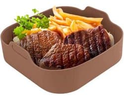 Premium Vierkante Siliconen Bakplaat voor AirFryer XXL Bruin (21cm)