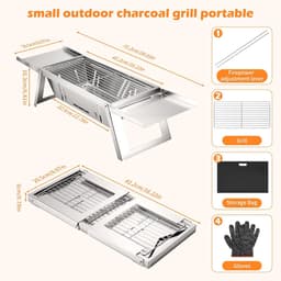 Opvouwbare BBQ – Draagbare Houtskool Barbecue – Compact & Lichtgewicht – Camping BBQ / Balkon BBQ / Picknick Grill – Snel Opgezet & Makkelijk Mee te Nemen — thumbnail 4