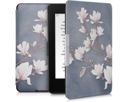 E-reader hoesje - Ereader cover - Apparaat beschermen - Magneetsluiting - 6 inch scherm - Taupe/wit/blauw