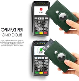 Slimme RFID Kaart Houder met AirTag Compatibiliteit, Leren Pop-Up Case voor Maximaal 6 Kaarten, Donkergroen en Unisex Ontwerp — thumbnail 2