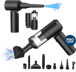 CarMe 2-in-1 Auto Stofzuiger Pro - Zuigen & Blazen - Kruimeldief - 8 Opzetstukken - Oplaadbaar - Handstofzuiger - Air Duster - Zwart — thumbnail 1