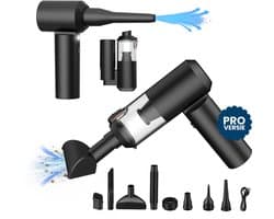 CarMe 2-in-1 Auto Stofzuiger Pro - Zuigen & Blazen - Kruimeldief - 7 Opzetstukken - Oplaadbaar - Handstofzuiger - Air Duster - Zwart