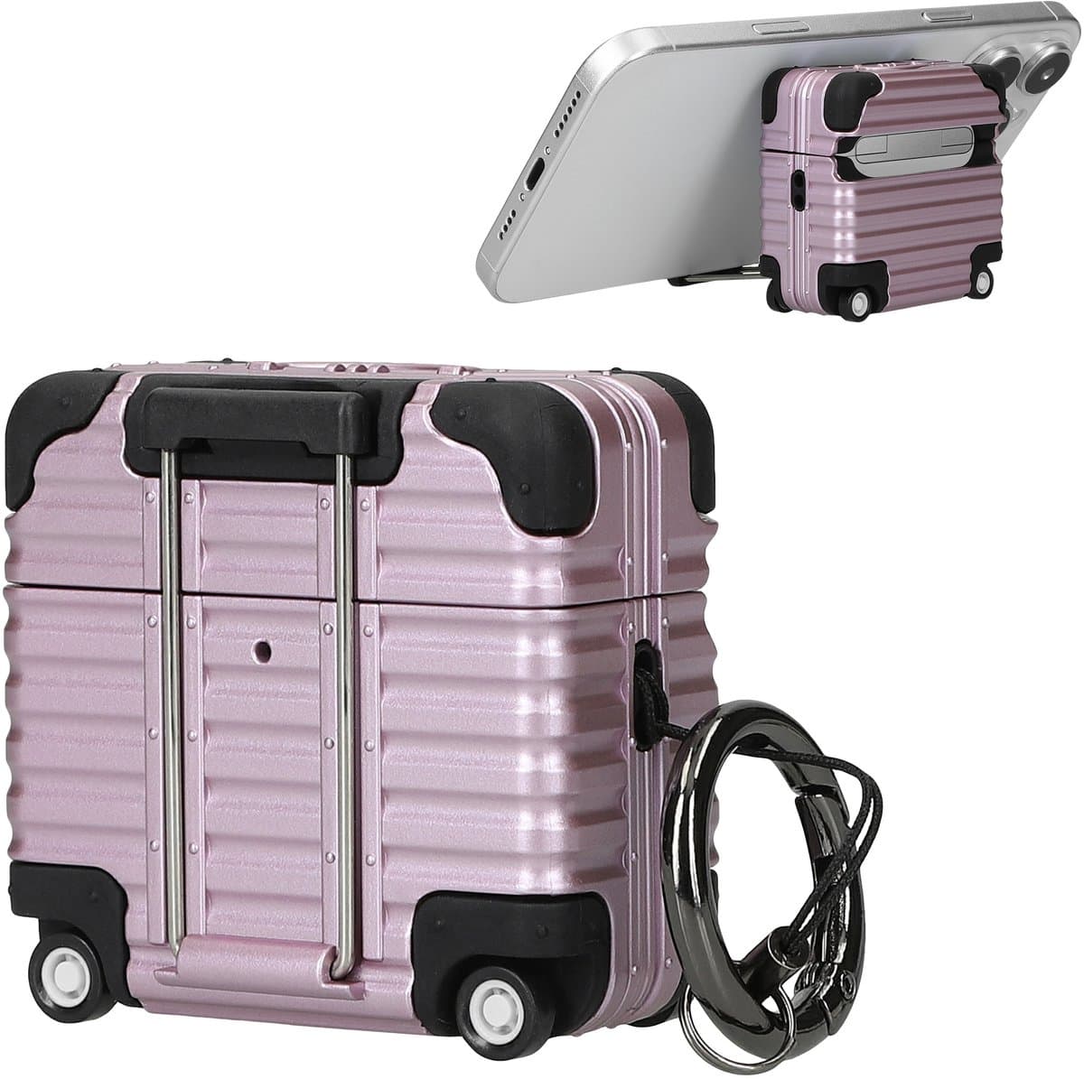 kwmobile Koptelefooncase met kofferdesign voor Apple Airpods 4 – lavendel — afbeelding 1