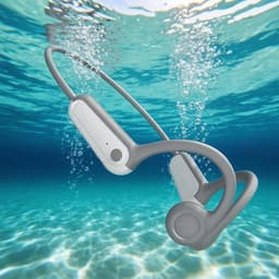 Open hoofdtelefoon, comfortabele pasvorm, stereo Bluetooth-hoofdtelefoon geschikt voor paardrijden, fietsen, hardlopen en skiën - grijsachtig wit — thumbnail 1