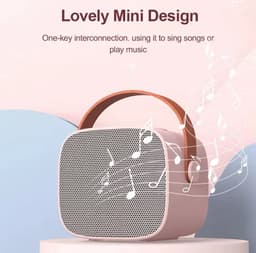 Mini Karaoke Machine voor Kinderen en Volwassenen – Bluetooth Karaoke Speaker met 1 Draadloze Microfoon – Roze – 4 Stemvervormers – TF/AUX – Oplaadbaar — thumbnail 5