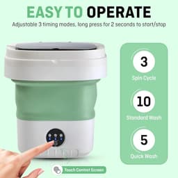 Miniwasmachine - Draagbare Wasmachine - Kleding Reinigen - Opvouwbaar Ontwerp - 12 Liter - Groen — thumbnail 5