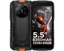 DOOGEE Fire 3 4G - Outdoor Phone - Robuuste Smartphone - 12GB RAM+ 64GB ROM/2TB TF - Android 16 - 8350mAh- 5,5-inch IPS HD+ - 13MP AI-camera - Widevine L1 - Face ID - NFC - IP68 - Oranje