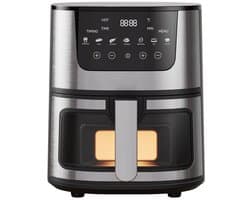 Airfryer met Kijkvenster - 7 Liter Heteluchtfriteuse voor 4-5 Personen - Digitaal, 1400W - Zwart/Zilver