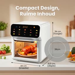 10-in-1 Airfryer/Oven - Multifunctionele airfryer met kijkvenster, led-display en timer van 60 minuten - Wit — thumbnail 5
