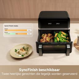 Heteluchtfriteuse - Airfryer Oven - Twee Gerechten Tegelijk - Dubbele Zone Koken - 9 Liter Capaciteit - Zwart — thumbnail 4