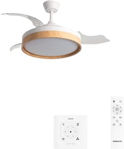 CREATE - Stille plafondventilator 40 W Ø107 cm met intrekbare bladen en LED-licht - M - Met licht - Controller voor wandmontage - WIND CLEAR EDGE — thumbnail 1