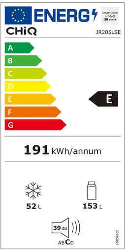 CHiQ JR205LSE Koel-vriescombinatie – 205L – Energieklasse E – Zilver – Vrijstaand – Compacte Koelkast met Vriesvak — thumbnail 4