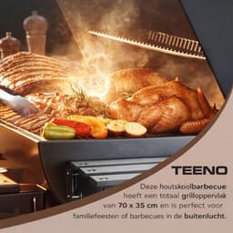 Houtskool BBQ XXL met Deksel en Thermometer – Grote Barbecue met Grillrooster – Verrijdbaar en Stevig — thumbnail 5
