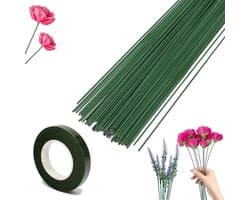 Hoogwaardige groene bloemstelen, 50 stuks, sterke draadstelen voor bloemenarrangementen en knutselen