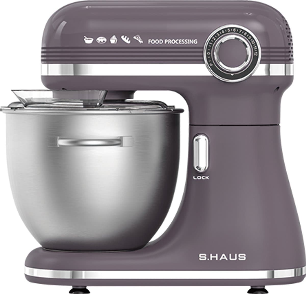 Swiss Haus® KM1807 Keukenmachine 1500W – 7.0L Keukenrobot - RVS Mengkom met Handgreep – 12 Snelheden – Multifunctionele Keukenmixer met Accessoires - Paars — afbeelding 1