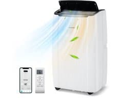 COSTWAY 12000BTU Mobiele airconditioning met afvoerslang, 4-in-1 airconditioner met verwarming, ventilator en ontvochtiger, 24-uurs timer, slaapmodus, afstandsbediening en installatiekit voor ruimtes