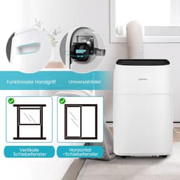 COSTWAY Mobiele airconditioning met afvoerslang, 12000 BTU, voor ruimtes tot 120 m³, 5-in-1 airconditioner voor koelen, verwarmen, ontvochtigen, ventileren en slaapmodus, app/afstandsbediening, [Energieklasse A] — thumbnail 5