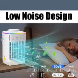 Mobiele Airco - Luchtkoeler met 700ML Watertank - USB Oplaadbare Mini Aircooler - Vernevelende Koelventilator - 4 Snelheden - 4 niveautimer - Draagbare Tafelventilator voor Thuis, Kantoor & Camping - Wit - 23.8x16x14 cm — thumbnail 5