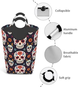 Wasmand - Vuilniszak Kledingmand - Wasgoed Opbergen - Waterdicht Oxford Doek - 50 Liter - Zwart — thumbnail 5